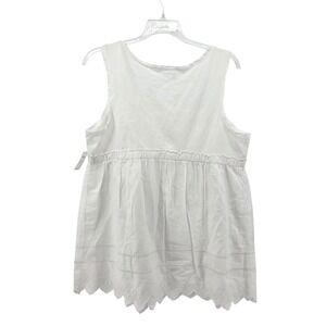 Gap Maternity White Eyelet Scallop Hem Sleeveless Babydoll Tank Top XXL NWT